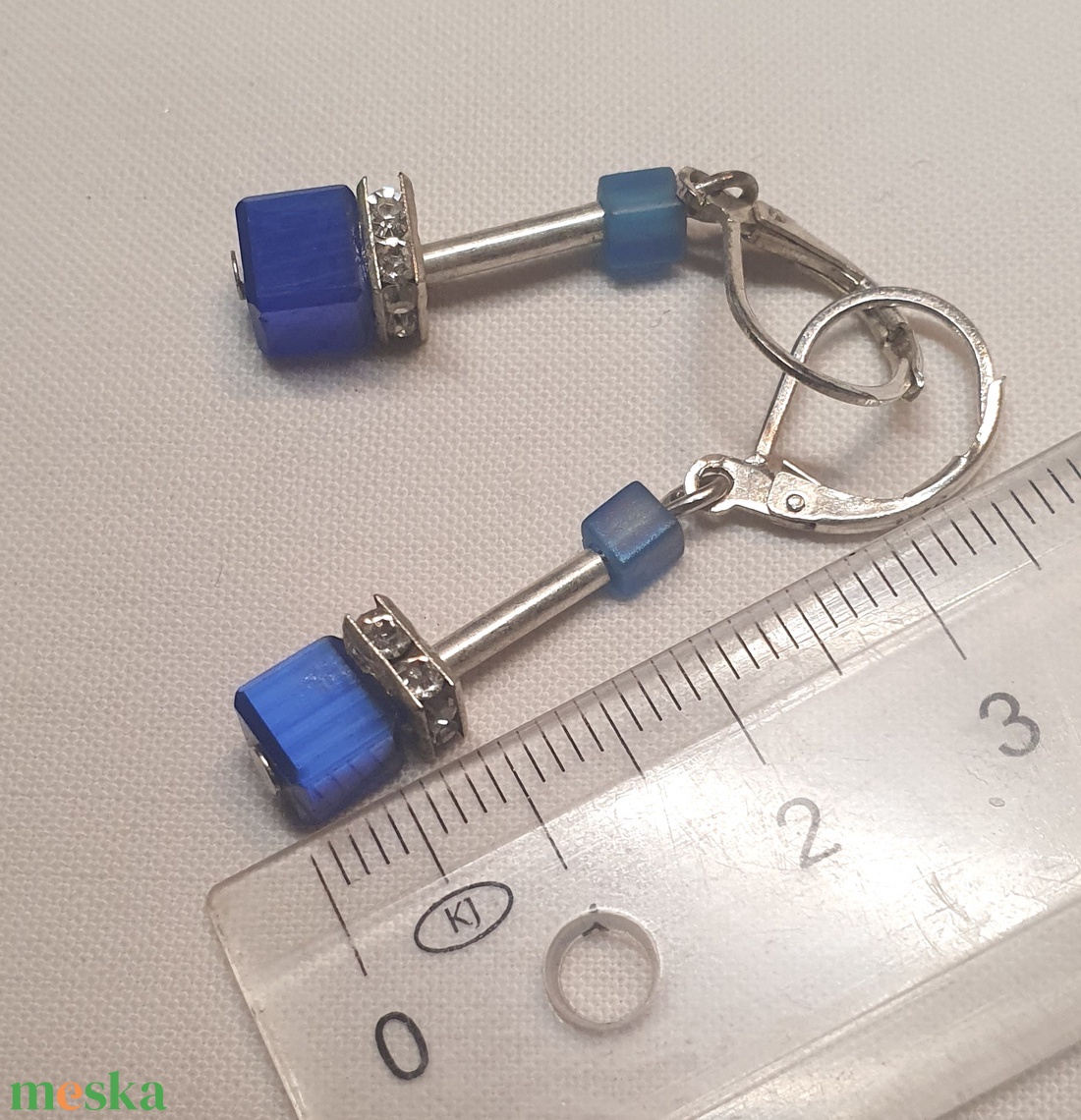 CUBE kék fülbevaló - ékszer - fülbevaló - lógó fülbevaló - Meska.hu