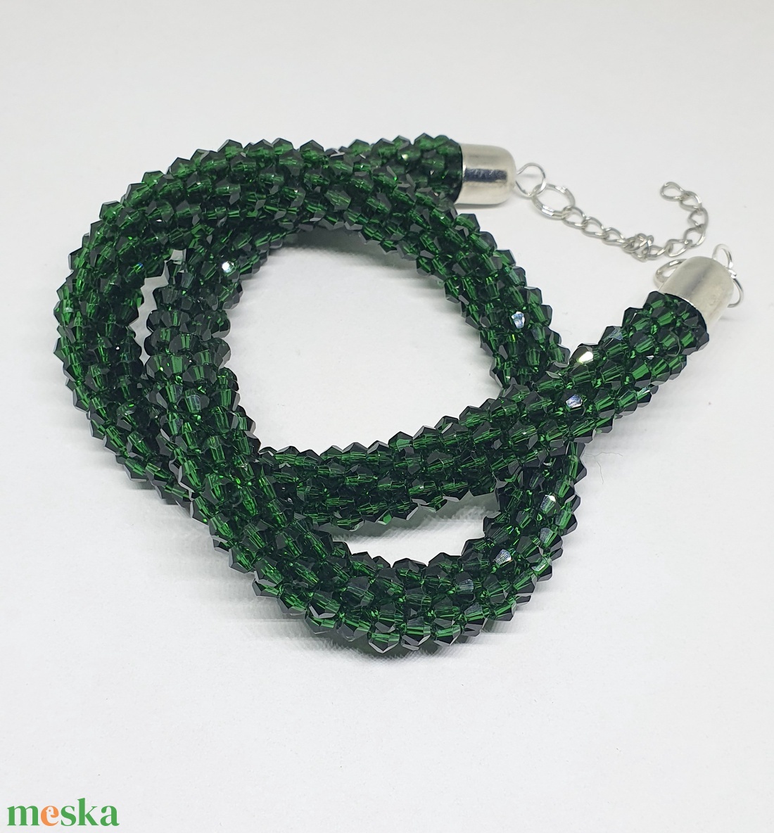 Zöld gyöngyhorgolt nyaklánc - ékszer - nyaklánc - gyöngyös nyaklánc - Meska.hu