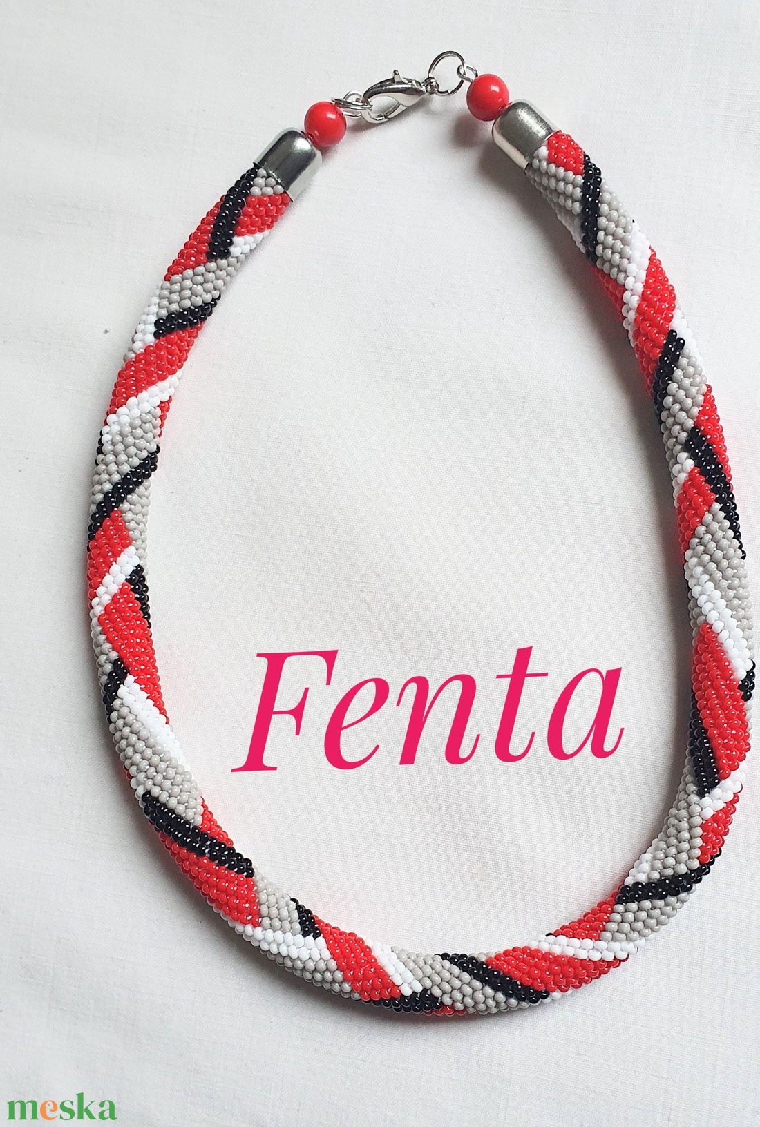 gyöngyhorgolt nyaklánc - ékszer - nyaklánc - gyöngyös nyaklánc - Meska.hu