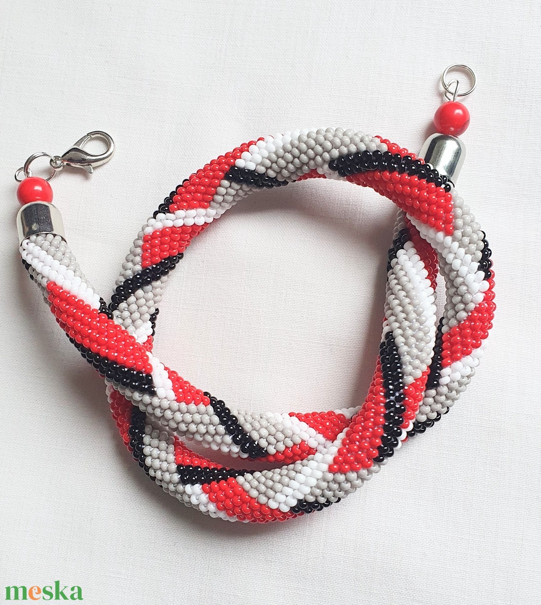 gyöngyhorgolt nyaklánc - ékszer - nyaklánc - gyöngyös nyaklánc - Meska.hu