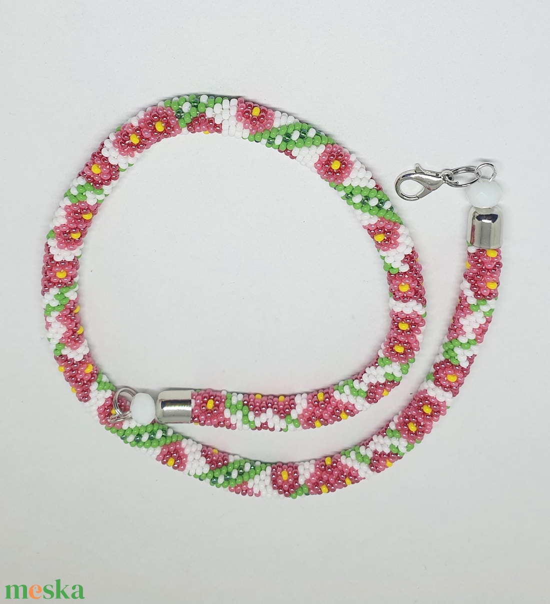 gyöngyhorgolt nyaklánc - ékszer - nyaklánc - gyöngyös nyaklánc - Meska.hu