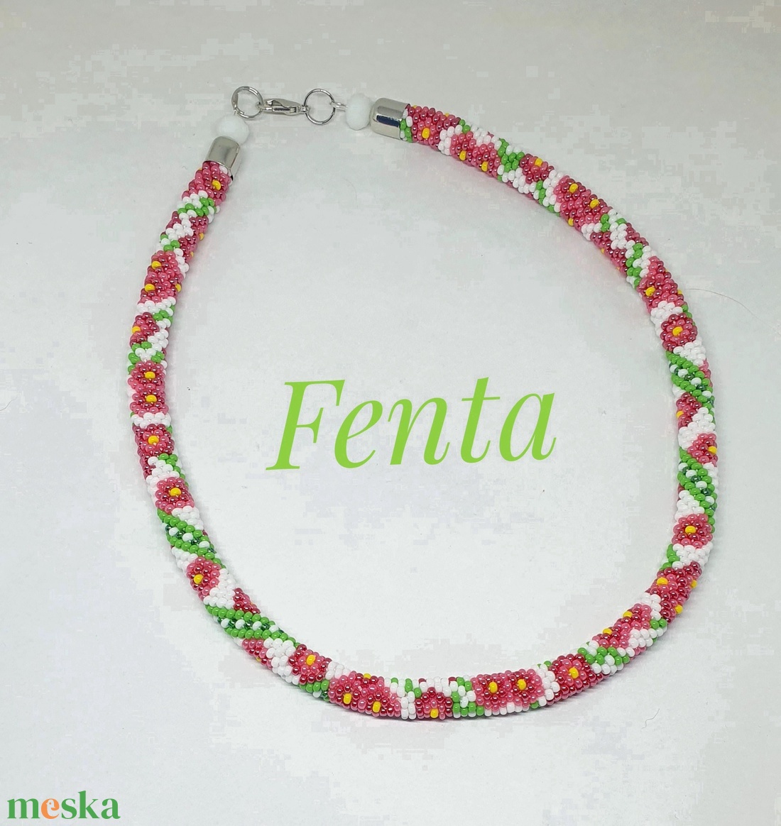 gyöngyhorgolt nyaklánc - ékszer - nyaklánc - gyöngyös nyaklánc - Meska.hu