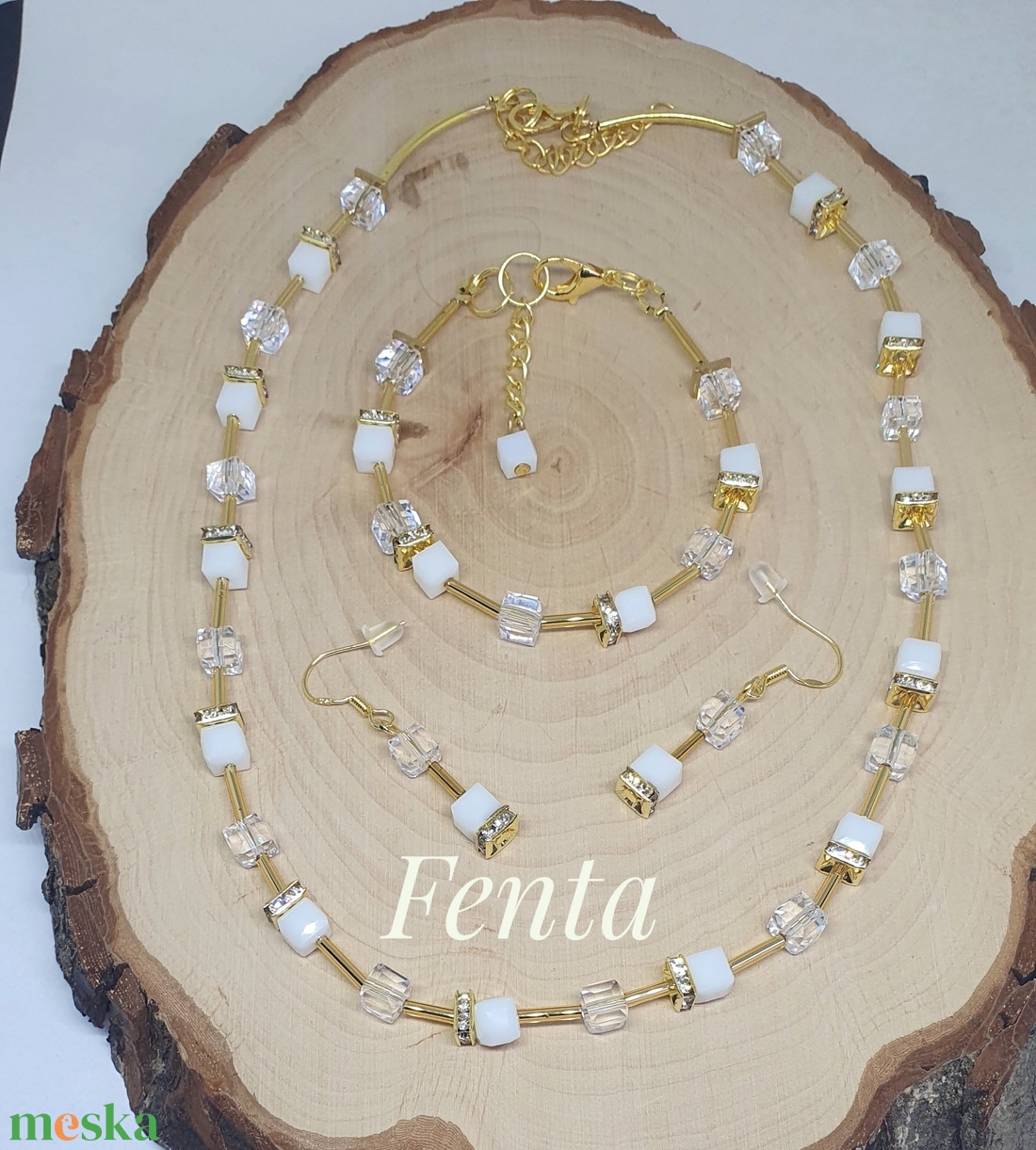 CUBE fehérek ékszerszett - ékszer - ékszerszett - Meska.hu