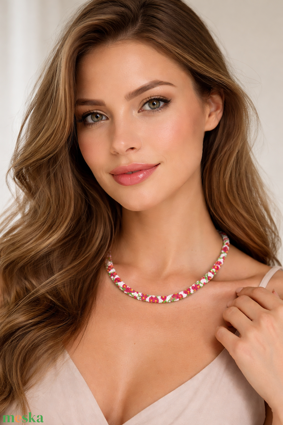 gyöngyhorgolt nyaklánc - ékszer - nyaklánc - gyöngyös nyaklánc - Meska.hu