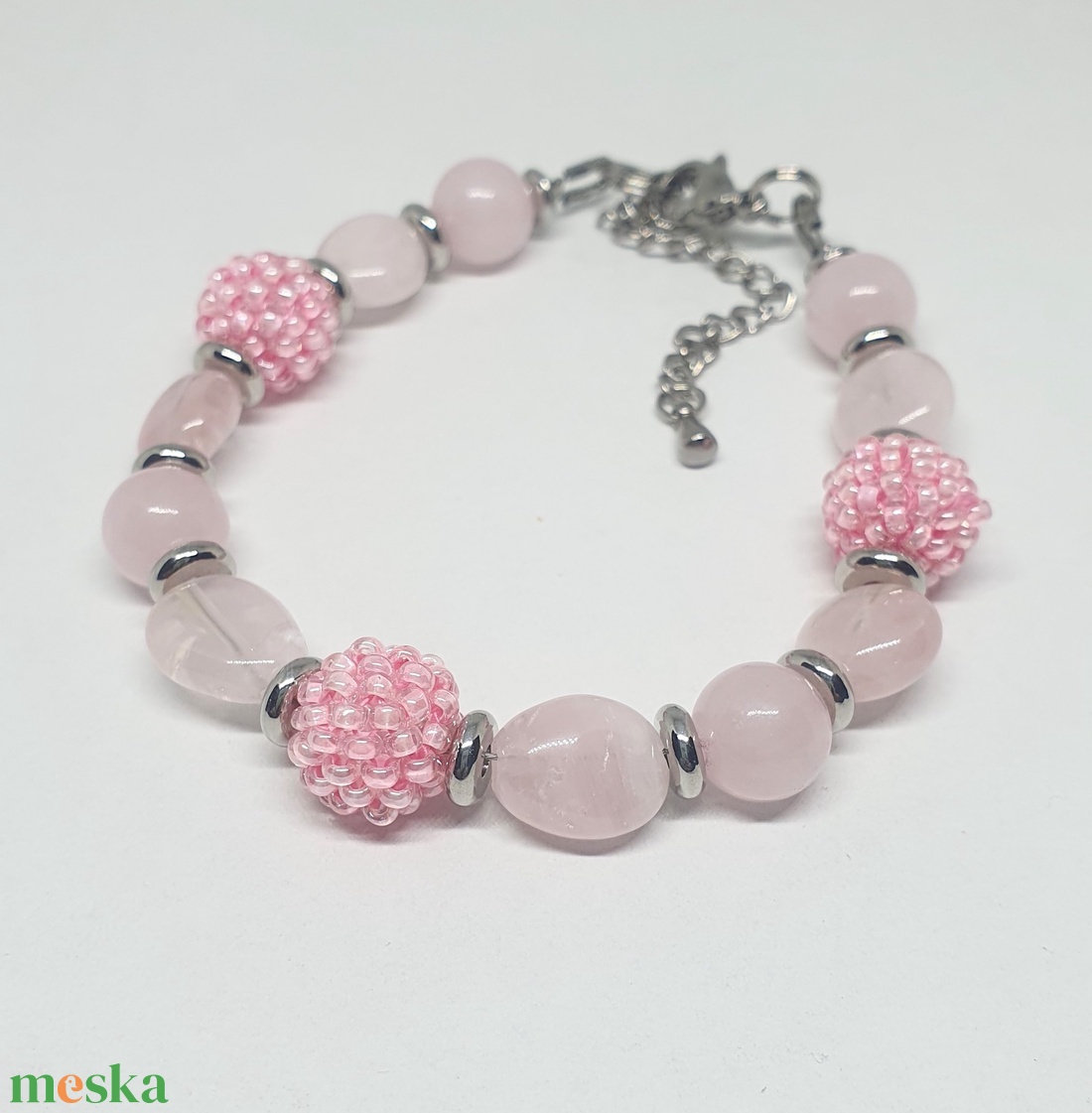 Rózsaszín gyöngy karkötők - ékszer - karkötő - gyöngyös karkötő - Meska.hu