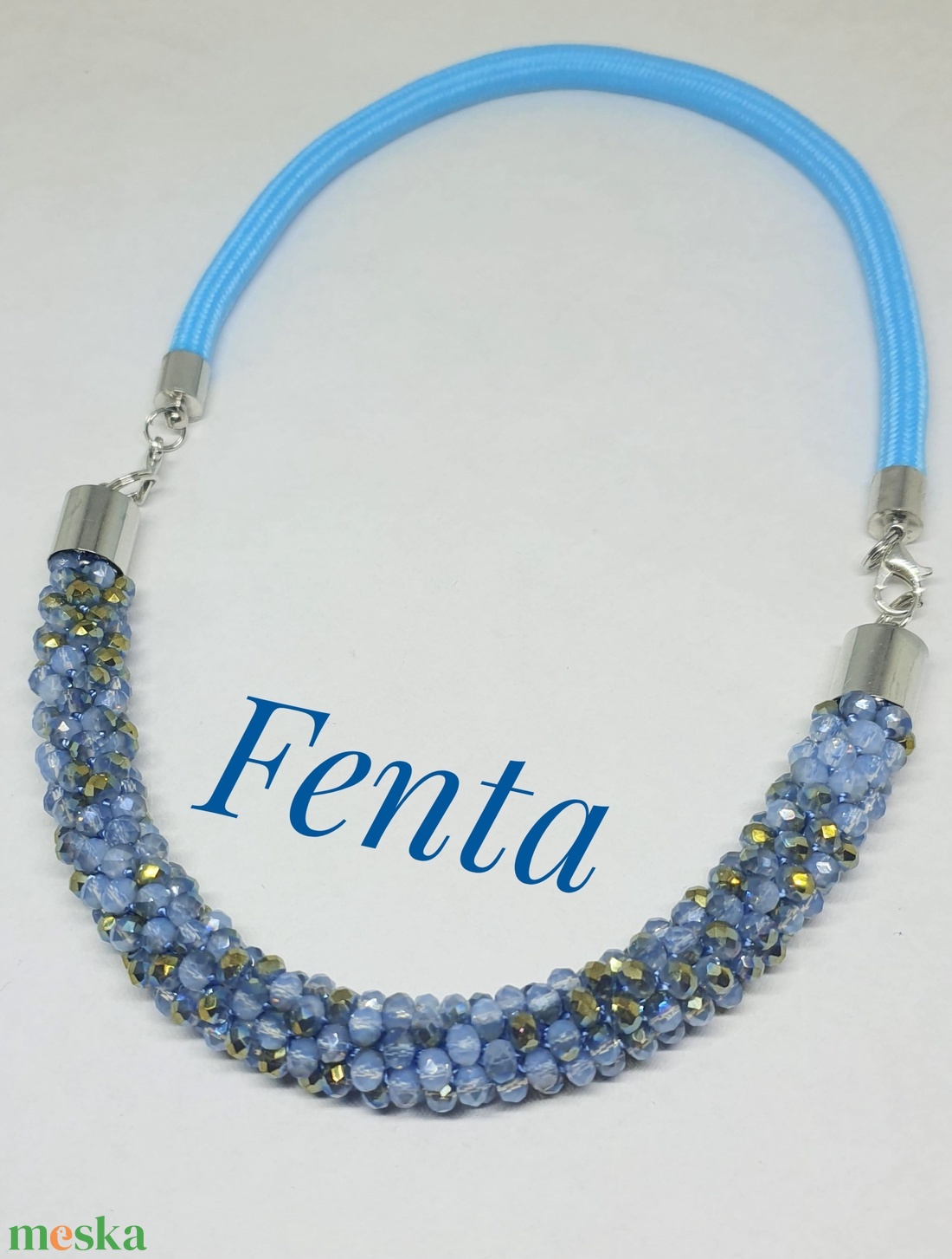 Kék ragyogás - ékszer - nyaklánc - medál nélküli nyaklánc - Meska.hu