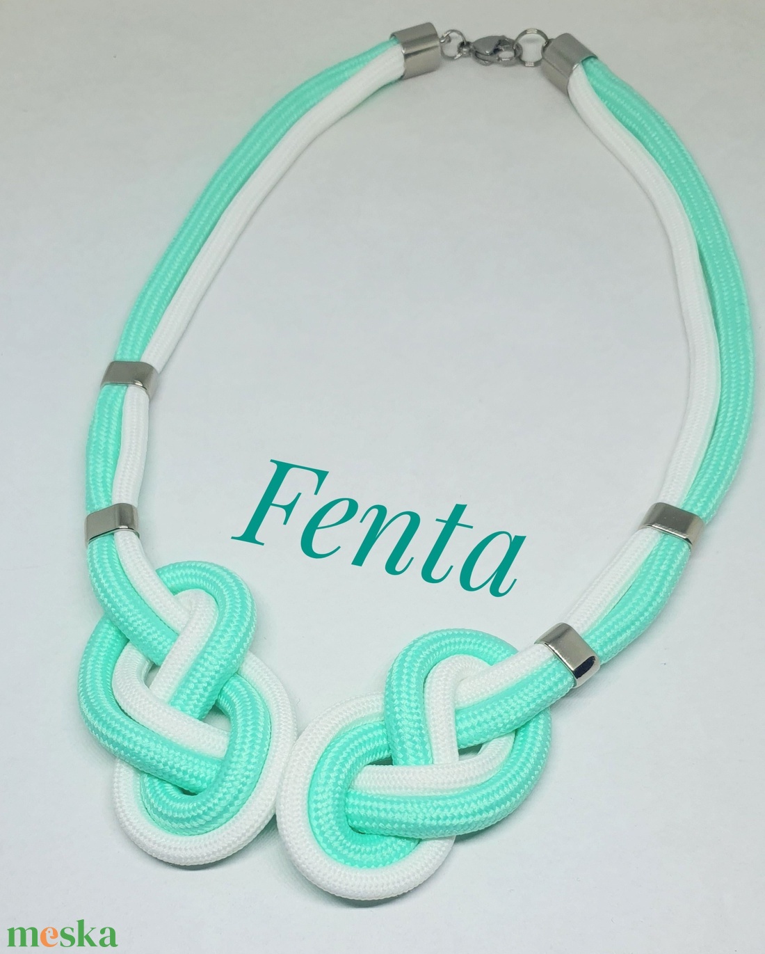 Menta fonal nyakék - ékszer - nyaklánc - medál nélküli nyaklánc - Meska.hu