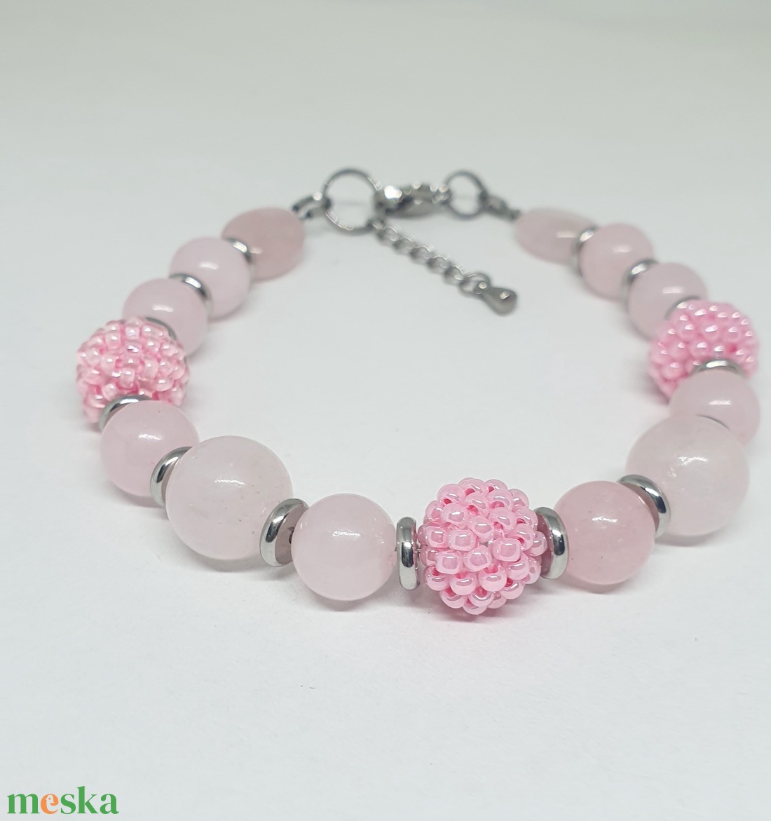 Rózsaszín gyöngy karkötők - ékszer - karkötő - gyöngyös karkötő - Meska.hu