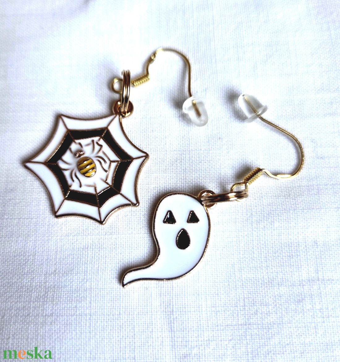 Halloween szellem-pókháló fülbevaló - ékszer - fülbevaló - lógó fülbevaló - Meska.hu