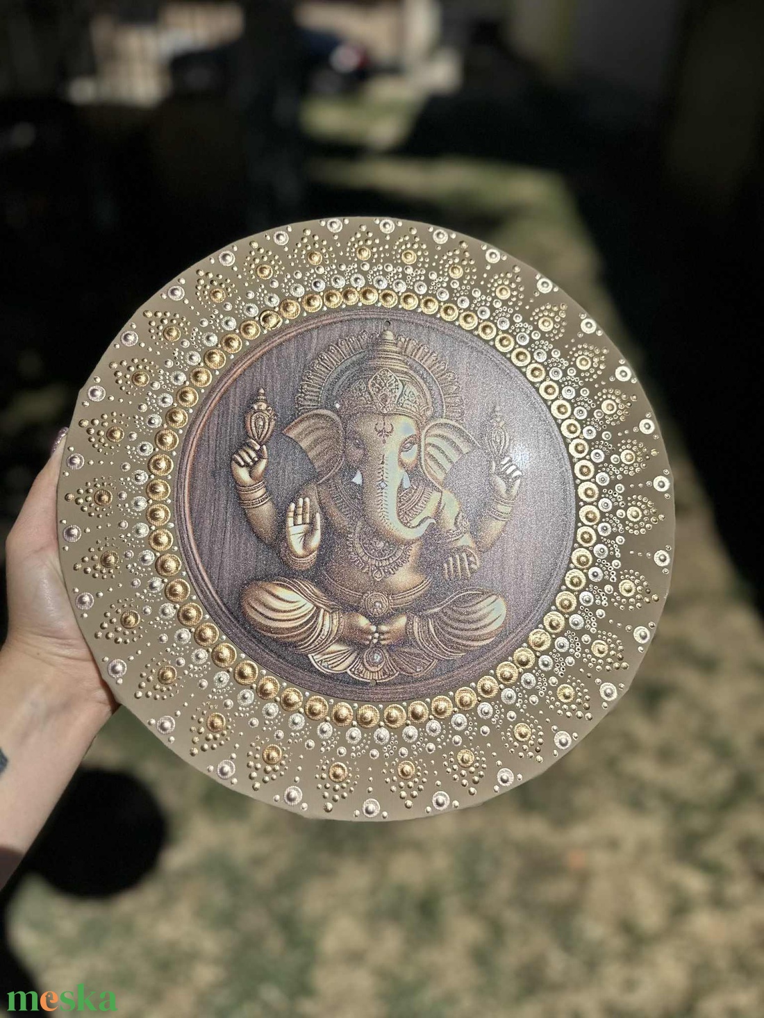 Ganésha Pontozott Mandala  Arany, Barna és Bronz Harmóniája  - otthon & életmód - dekoráció - spiritualitás - mandala - Meska.hu