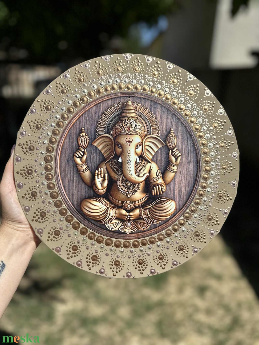 Ganésha Pontozott Mandala  Arany, Barna és Bronz Harmóniája  - otthon & életmód - dekoráció - spiritualitás - mandala - Meska.hu
