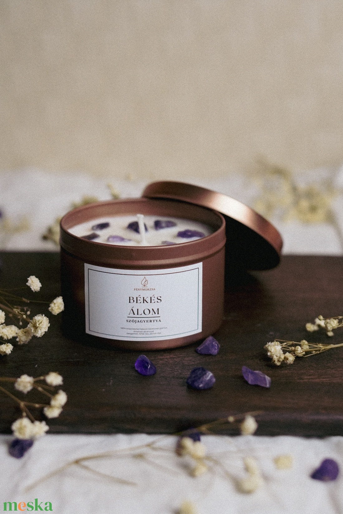 Ametiszt ásvány gyertya - otthon & életmód - gyertya, illat, aroma - gyertya - Meska.hu