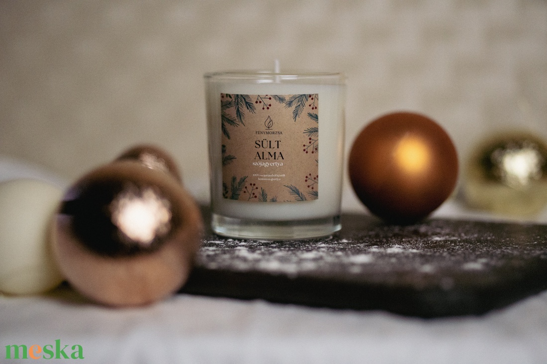 Sült alma szójagyertya - karácsony - karácsonyi lakásdekoráció - karácsonyi illatgyertya, mécses - Meska.hu