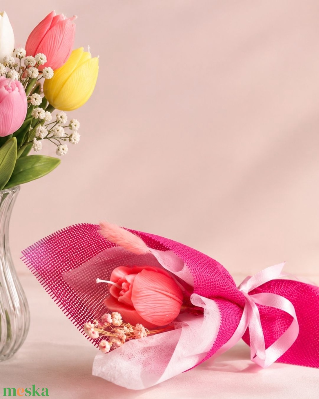Tulipán virággyertya - egy szál figyelmesség - otthon & életmód - gyertya, illat, aroma - gyertya - Meska.hu