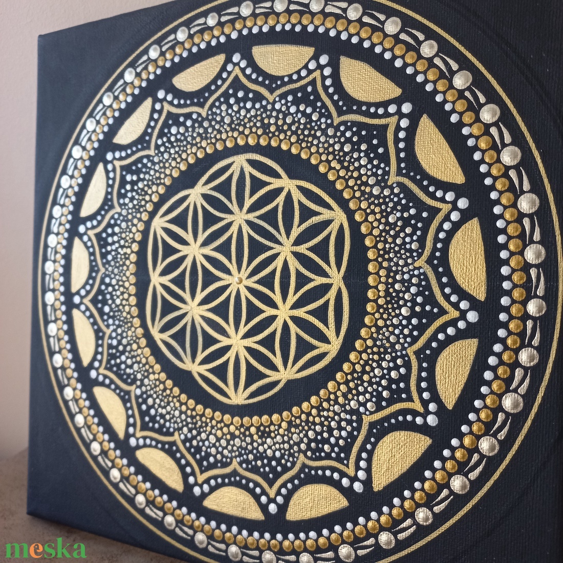Pontozott mandala - Élet Virága - otthon & életmód - dekoráció - kép & falikép - vászonkép - Meska.hu