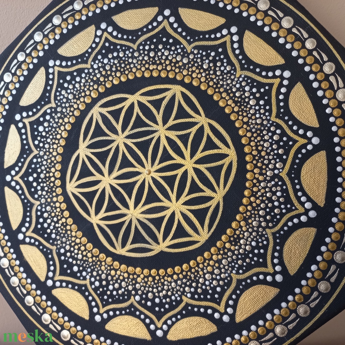 Pontozott mandala - Élet Virága - otthon & életmód - dekoráció - kép & falikép - vászonkép - Meska.hu