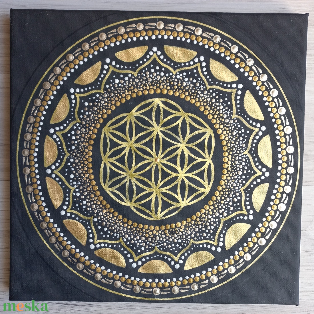 Pontozott mandala - Élet Virága - otthon & életmód - dekoráció - kép & falikép - vászonkép - Meska.hu