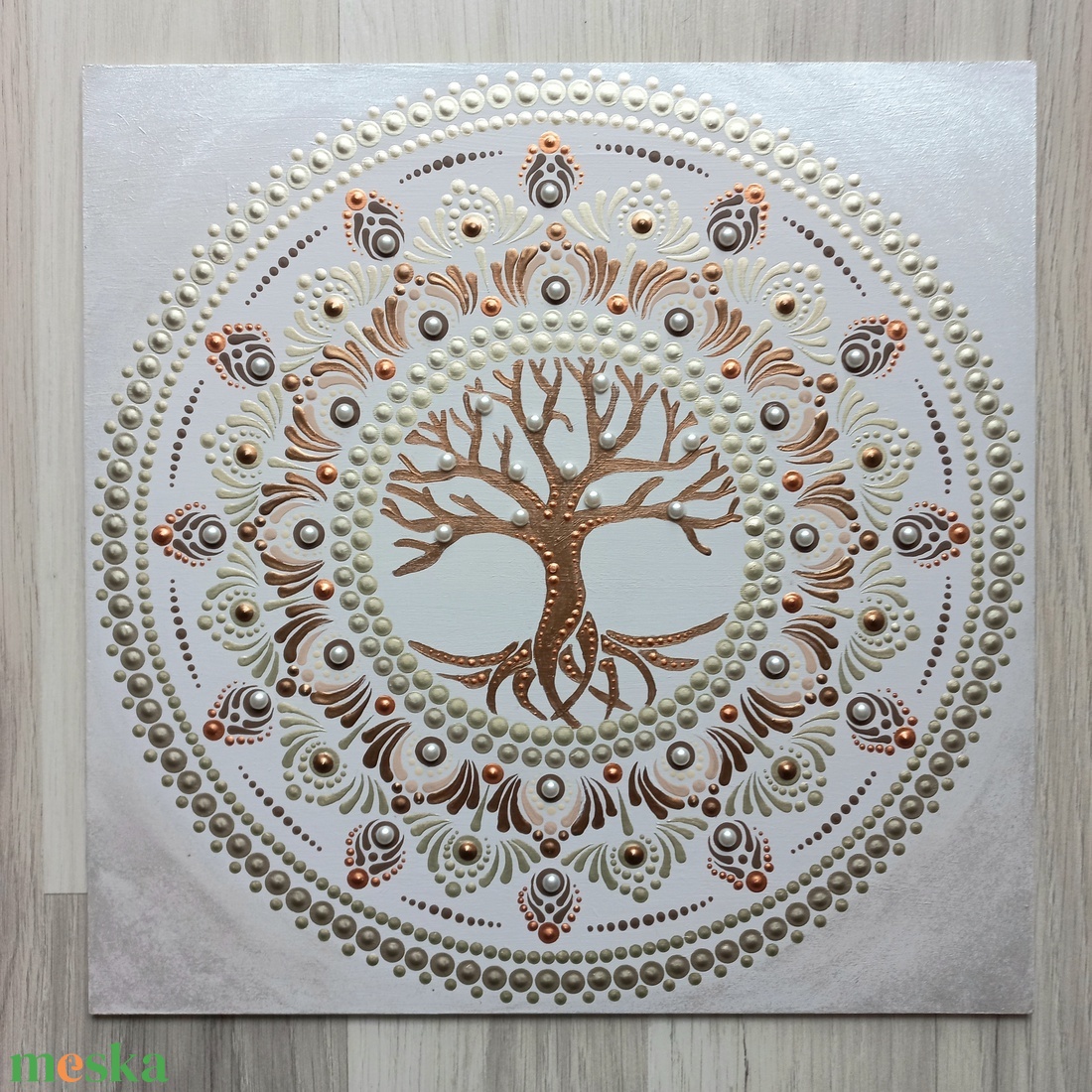 Pontozott mandala- Életfa strasszkővel - otthon & életmód - dekoráció - spiritualitás - mandala - Meska.hu