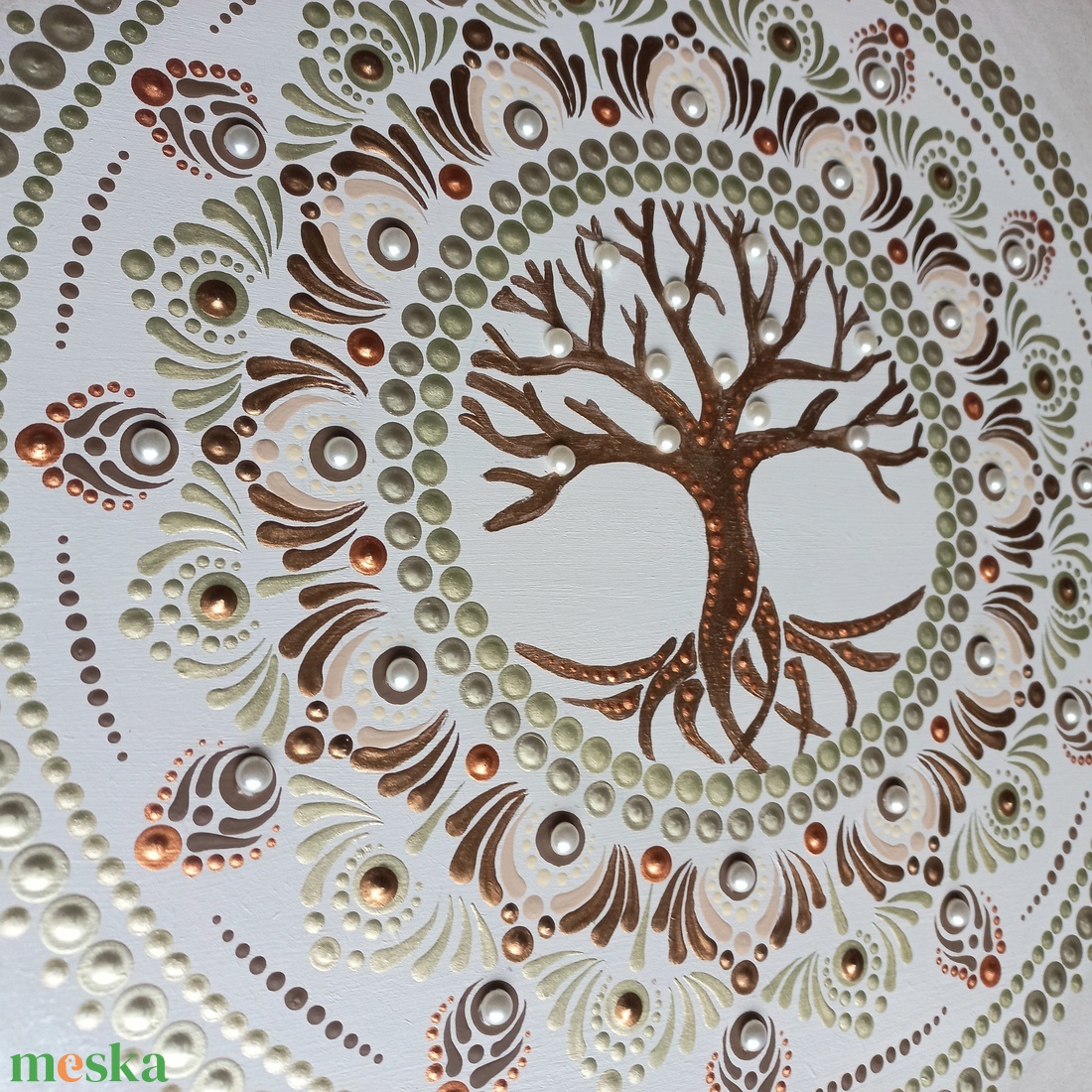 Pontozott mandala- Életfa strasszkővel - otthon & életmód - dekoráció - spiritualitás - mandala - Meska.hu