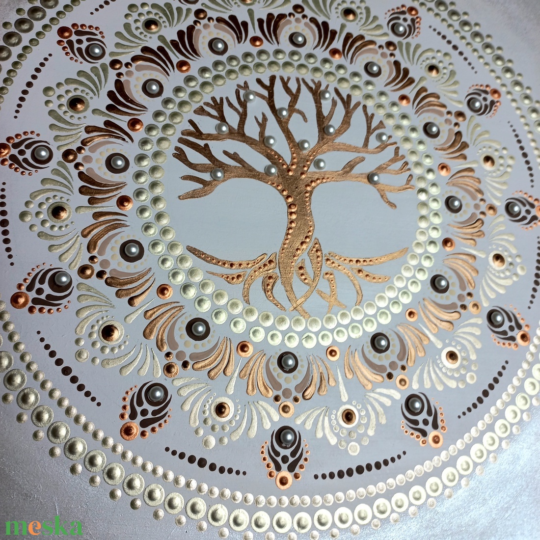 Pontozott mandala- Életfa strasszkővel - otthon & életmód - dekoráció - spiritualitás - mandala - Meska.hu
