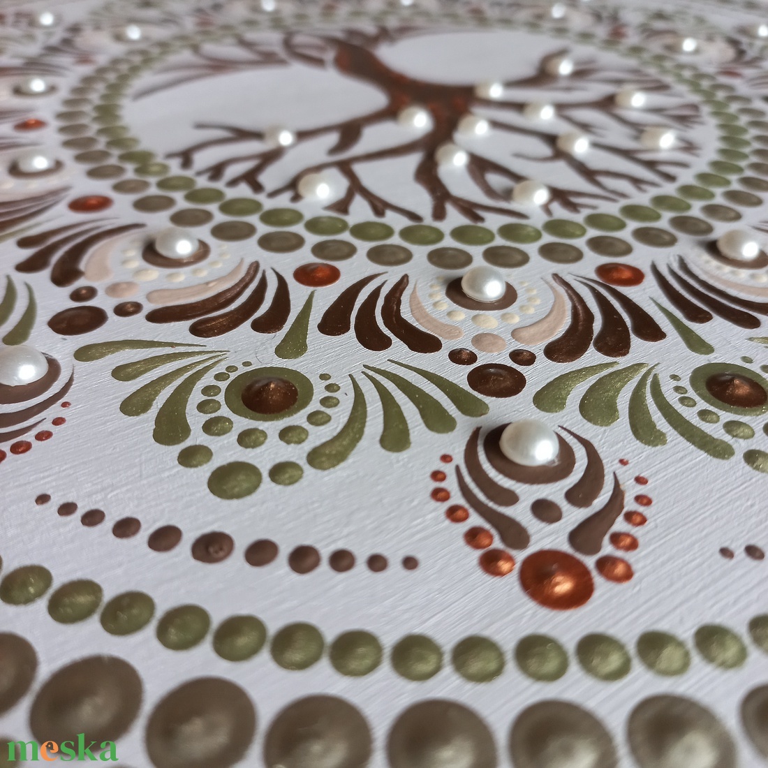 Pontozott mandala- Életfa strasszkővel - otthon & életmód - dekoráció - spiritualitás - mandala - Meska.hu