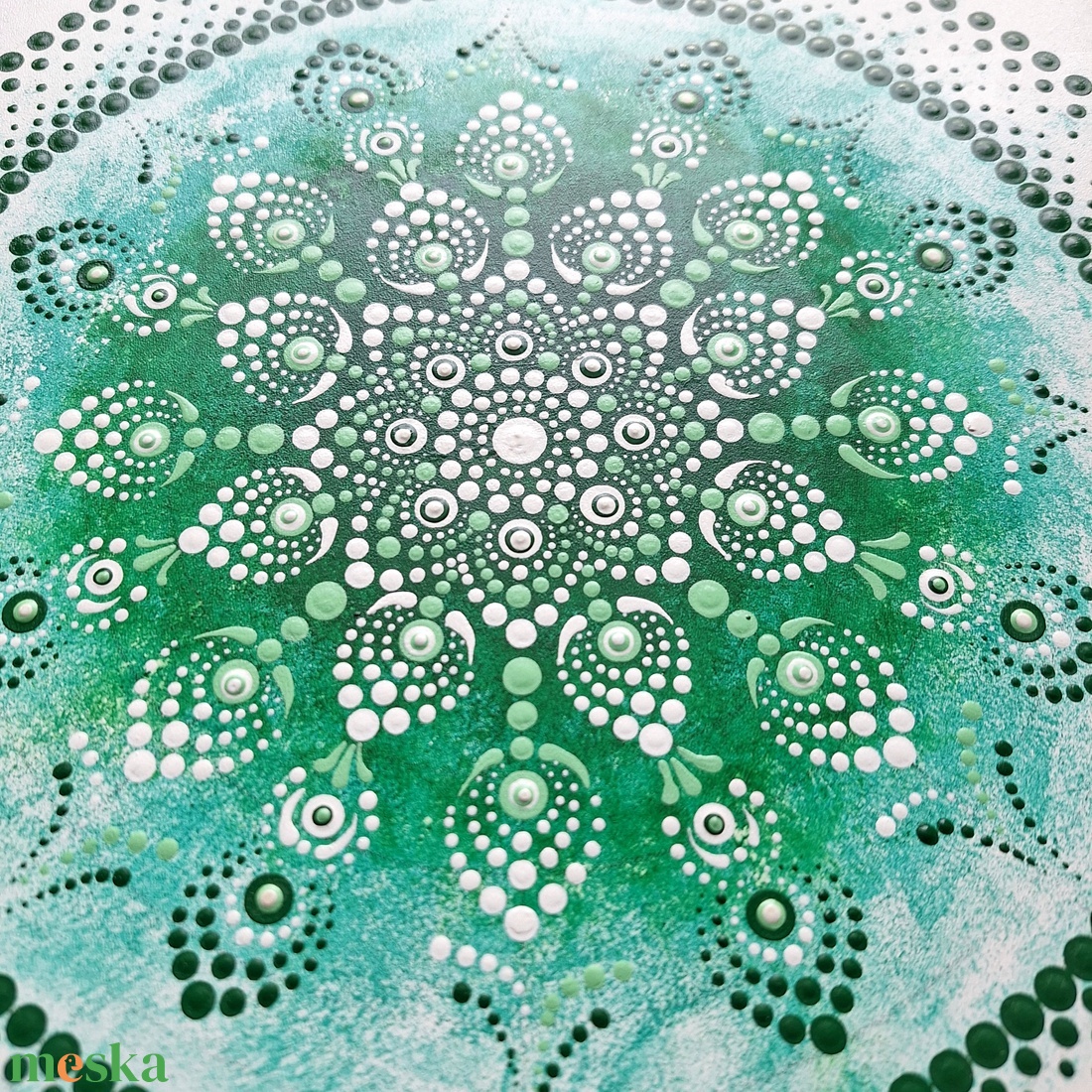 Pontozott mandala - Zöld, fehér - otthon & életmód - dekoráció - spiritualitás - mandala - Meska.hu Pontozott mandala - Zöld, fehér - otthon & életmód - dekoráció - spiritualitás - mandala - Meska.hu