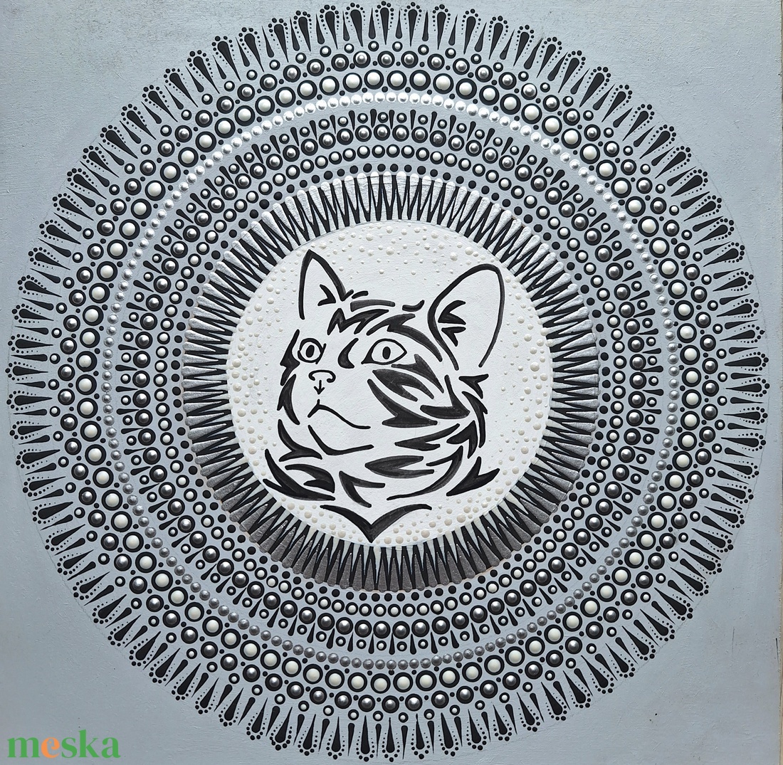 Pontozott mandala - cica, szürke - otthon & életmód - dekoráció - spiritualitás - mandala - Meska.hu Pontozott mandala - cica, szürke - otthon & életmód - dekoráció - spiritualitás - mandala - Meska.hu