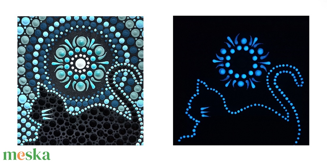 Pontozott mandala- Hűtőmágnes cica - otthon & életmód - dekoráció - spiritualitás - mandala - Meska.hu