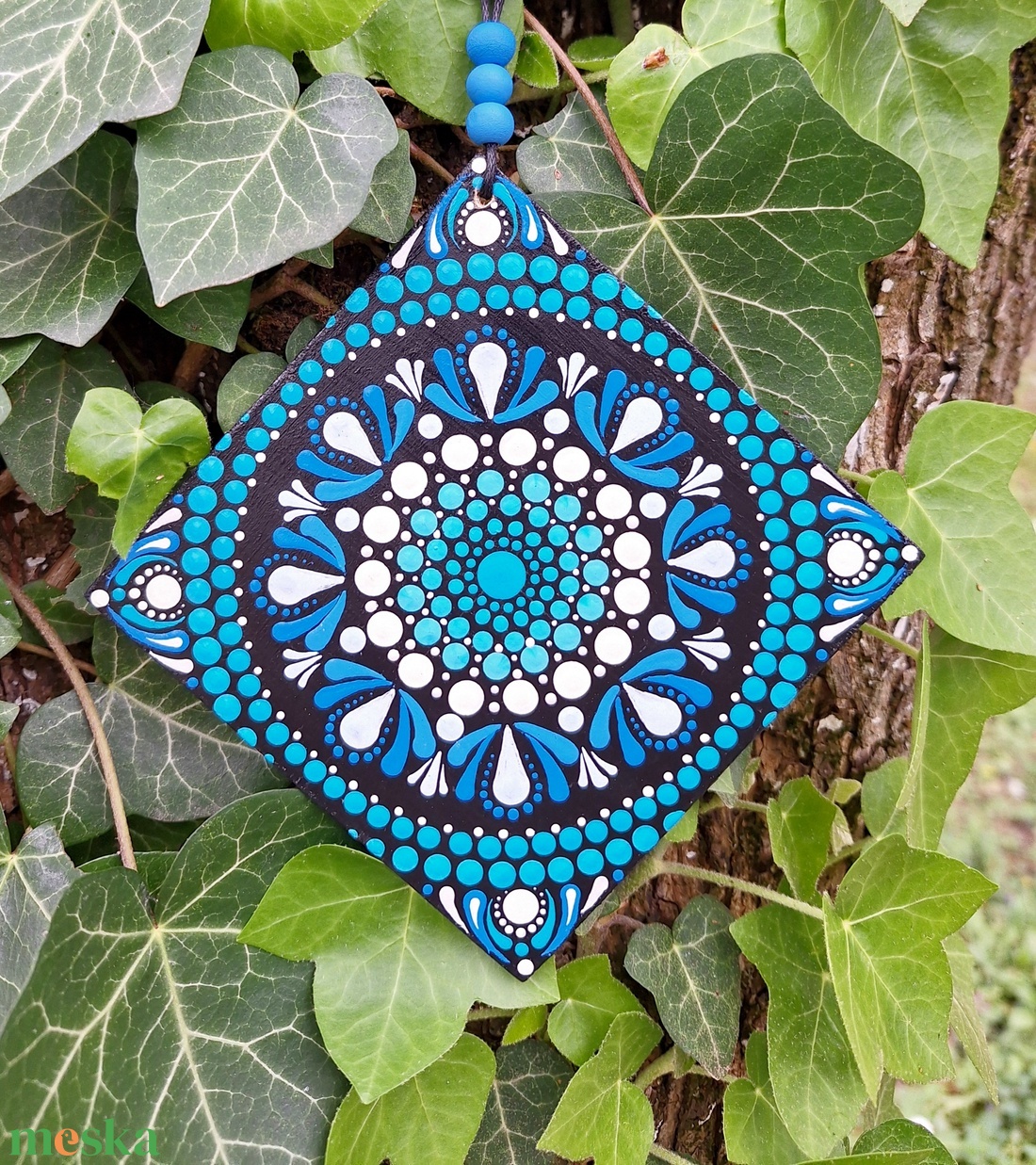 Pontozott mandala - Kék függő  - otthon & életmód - dekoráció - spiritualitás - mandala - Meska.hu