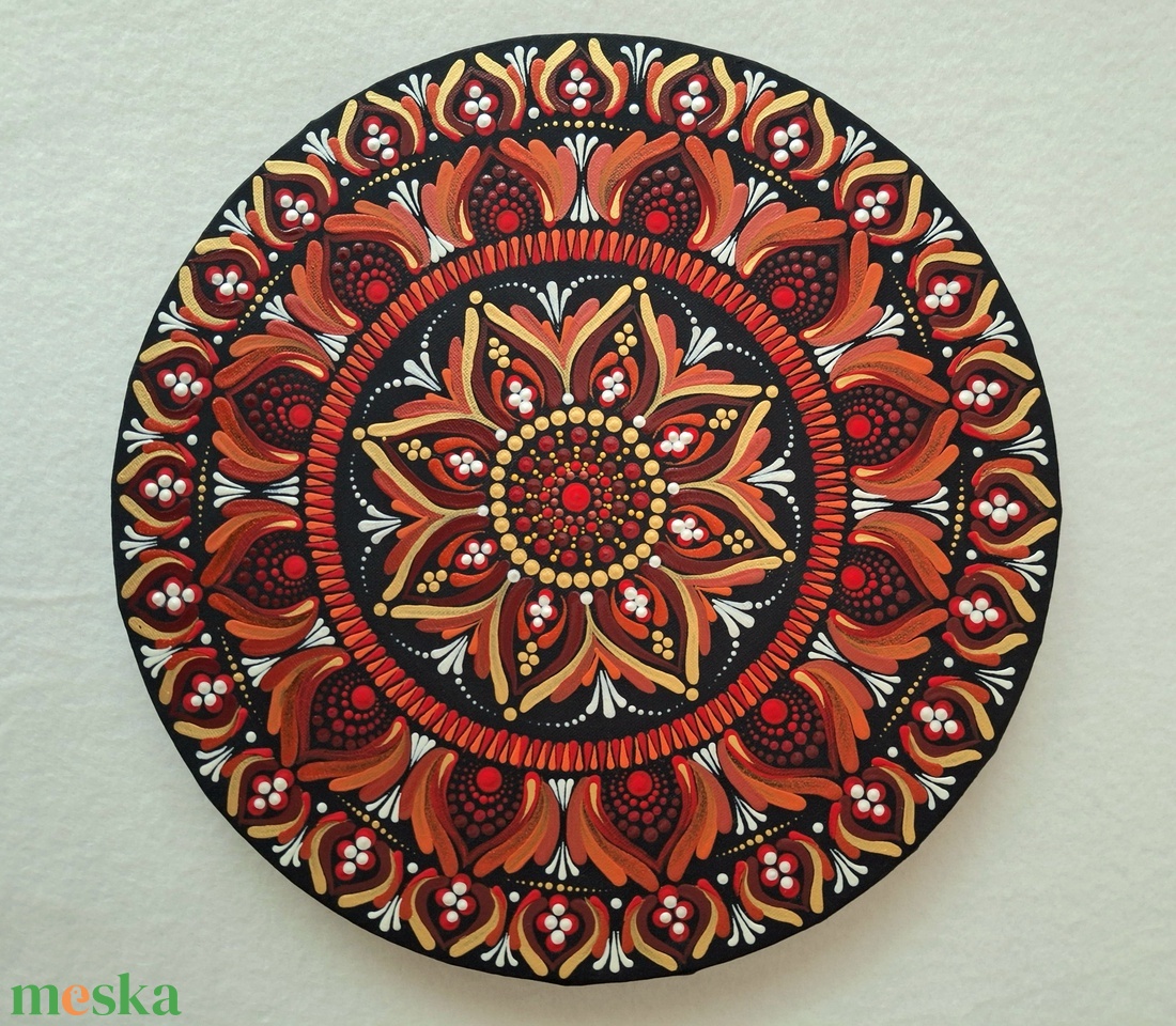 Pontozott mandala- Vörös- narancs - otthon & életmód - dekoráció - spiritualitás - mandala - Meska.hu