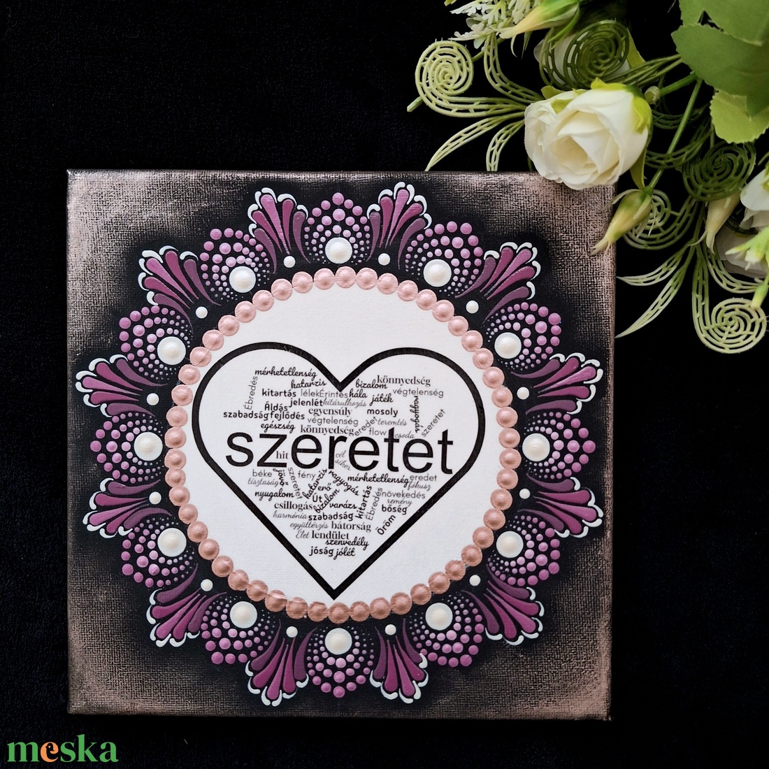 Pontozott mandala - Szeretet - otthon & életmód - dekoráció - kép & falikép - vászonkép - Meska.hu