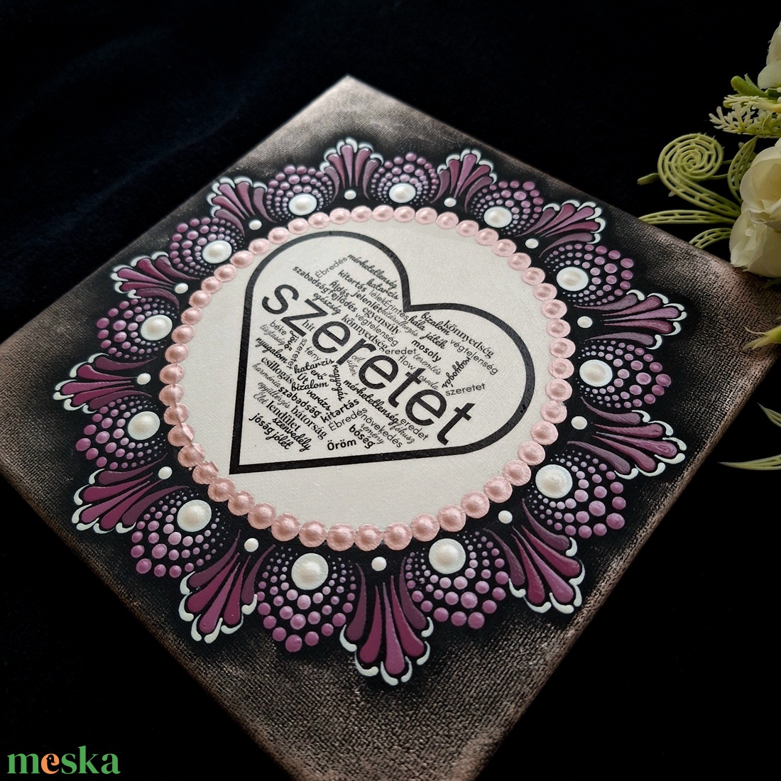 Pontozott mandala - Szeretet - otthon & életmód - dekoráció - kép & falikép - vászonkép - Meska.hu