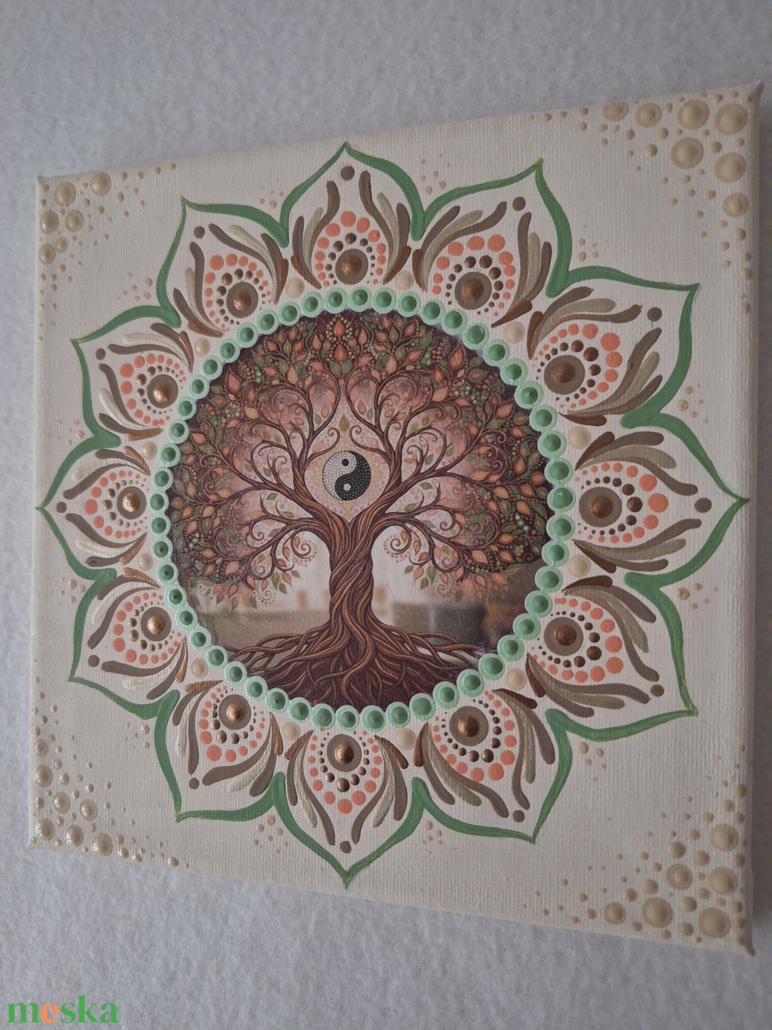 Pontozott mandala - Egyensúly - otthon & életmód - dekoráció - kép & falikép - vászonkép - Meska.hu
