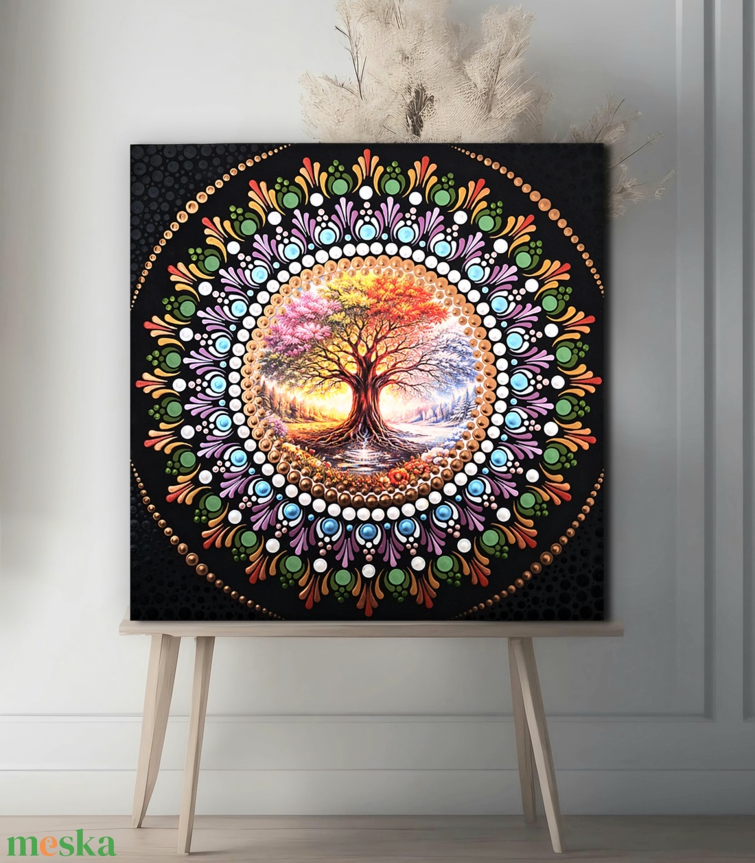 Pontozott mandala - Négy évszak Életfa - otthon & életmód - dekoráció - spiritualitás - mandala - Meska.hu
