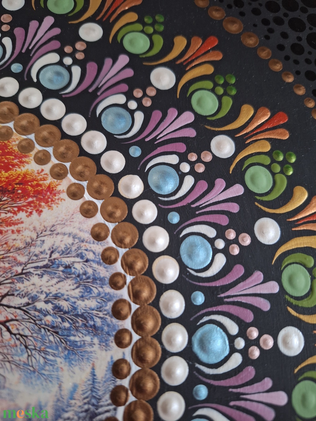 Pontozott mandala - Négy évszak Életfa - otthon & életmód - dekoráció - spiritualitás - mandala - Meska.hu