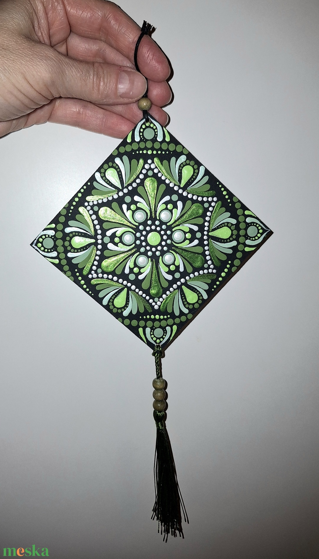 Pontozott mandala - Zöld függő - otthon & életmód - dekoráció - spiritualitás - mandala - Meska.hu