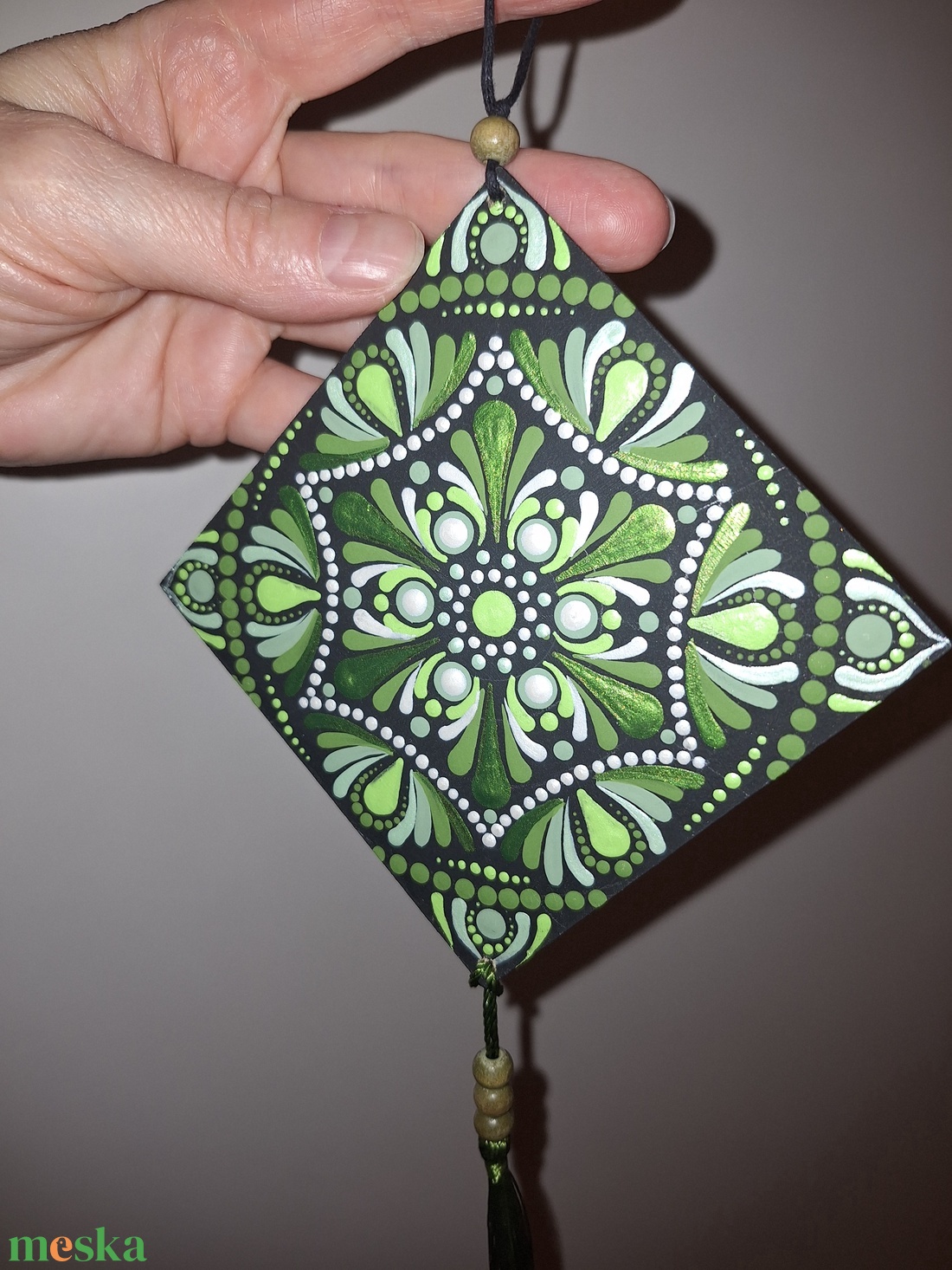 Pontozott mandala - Zöld függő - otthon & életmód - dekoráció - spiritualitás - mandala - Meska.hu