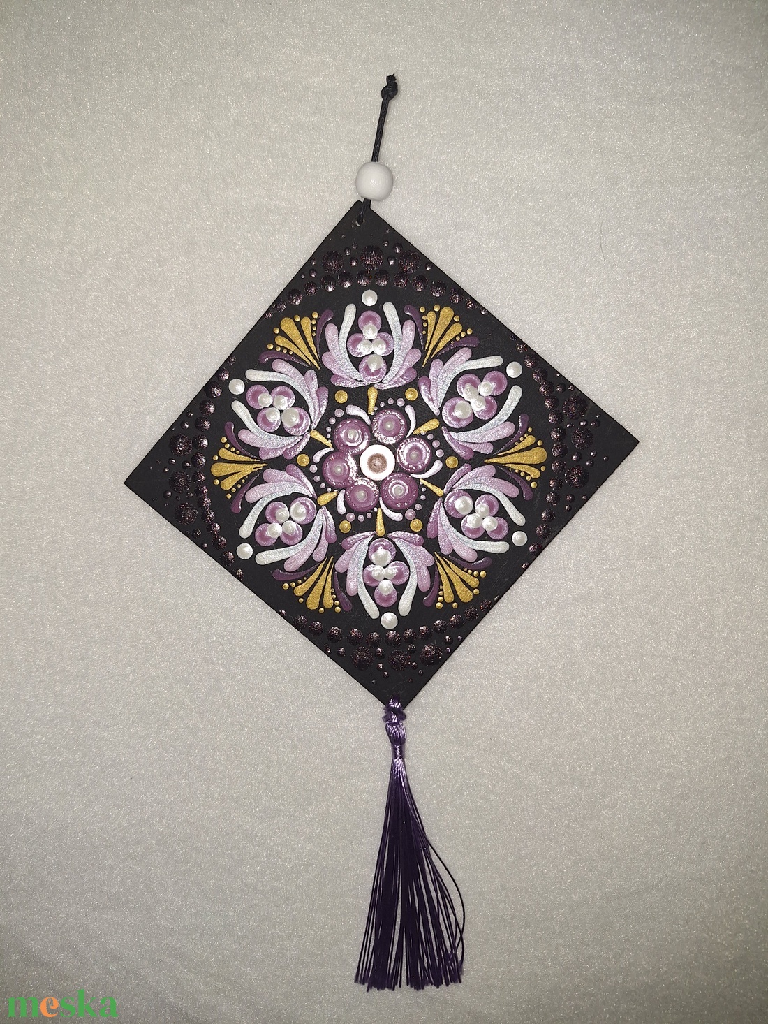Pontozott mandala - Mályva-arany függő - otthon & életmód - dekoráció - spiritualitás - mandala - Meska.hu