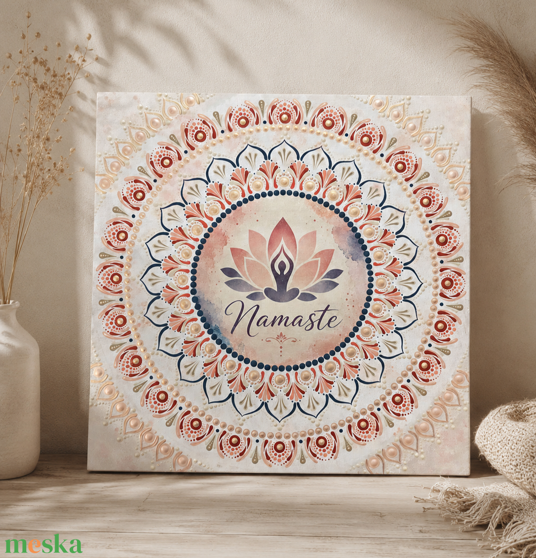 Namaste � kézzel festett pontozott mandala (40�40 cm) - otthon & életmód - dekoráció - spiritualitás - mandala - Meska.hu