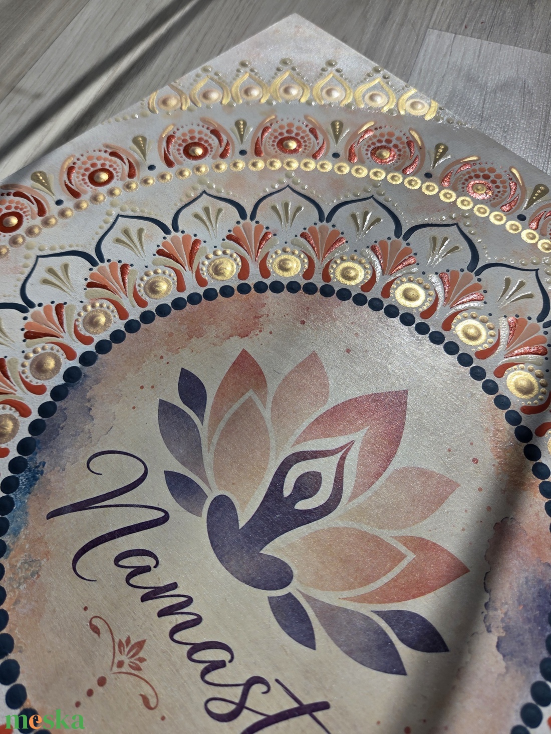 Namaste � kézzel festett pontozott mandala (40�40 cm) - otthon & életmód - dekoráció - spiritualitás - mandala - Meska.hu
