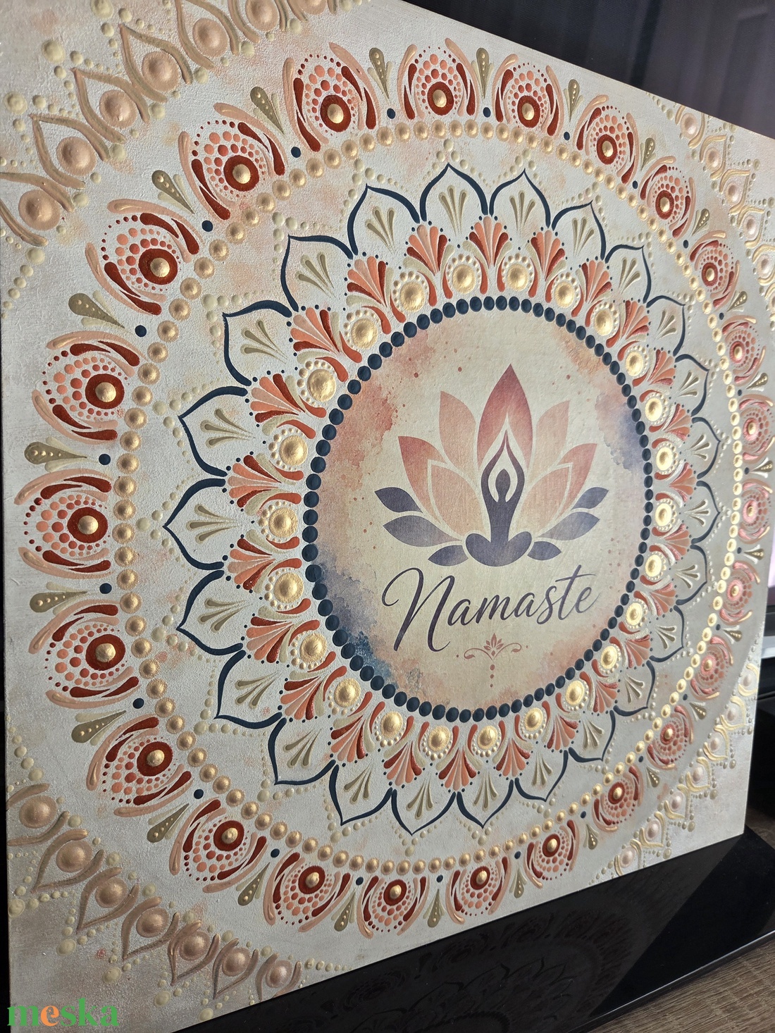 Namaste � kézzel festett pontozott mandala (40�40 cm) - otthon & életmód - dekoráció - spiritualitás - mandala - Meska.hu