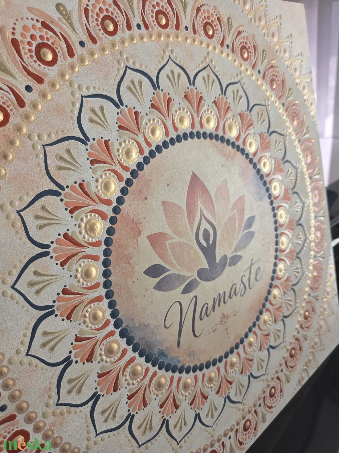 Namaste � kézzel festett pontozott mandala (40�40 cm) - otthon & életmód - dekoráció - spiritualitás - mandala - Meska.hu