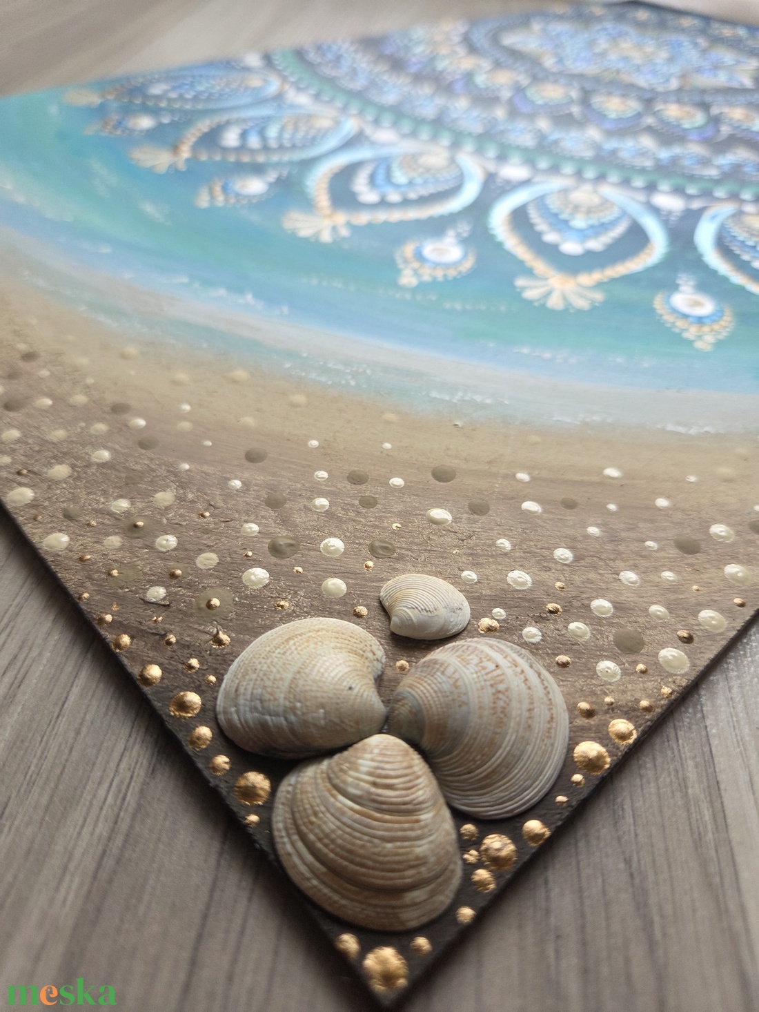 Tengerparti mandala valódi kagylókkal - 30�50 cm - otthon & életmód - dekoráció - spiritualitás - mandala - Meska.hu