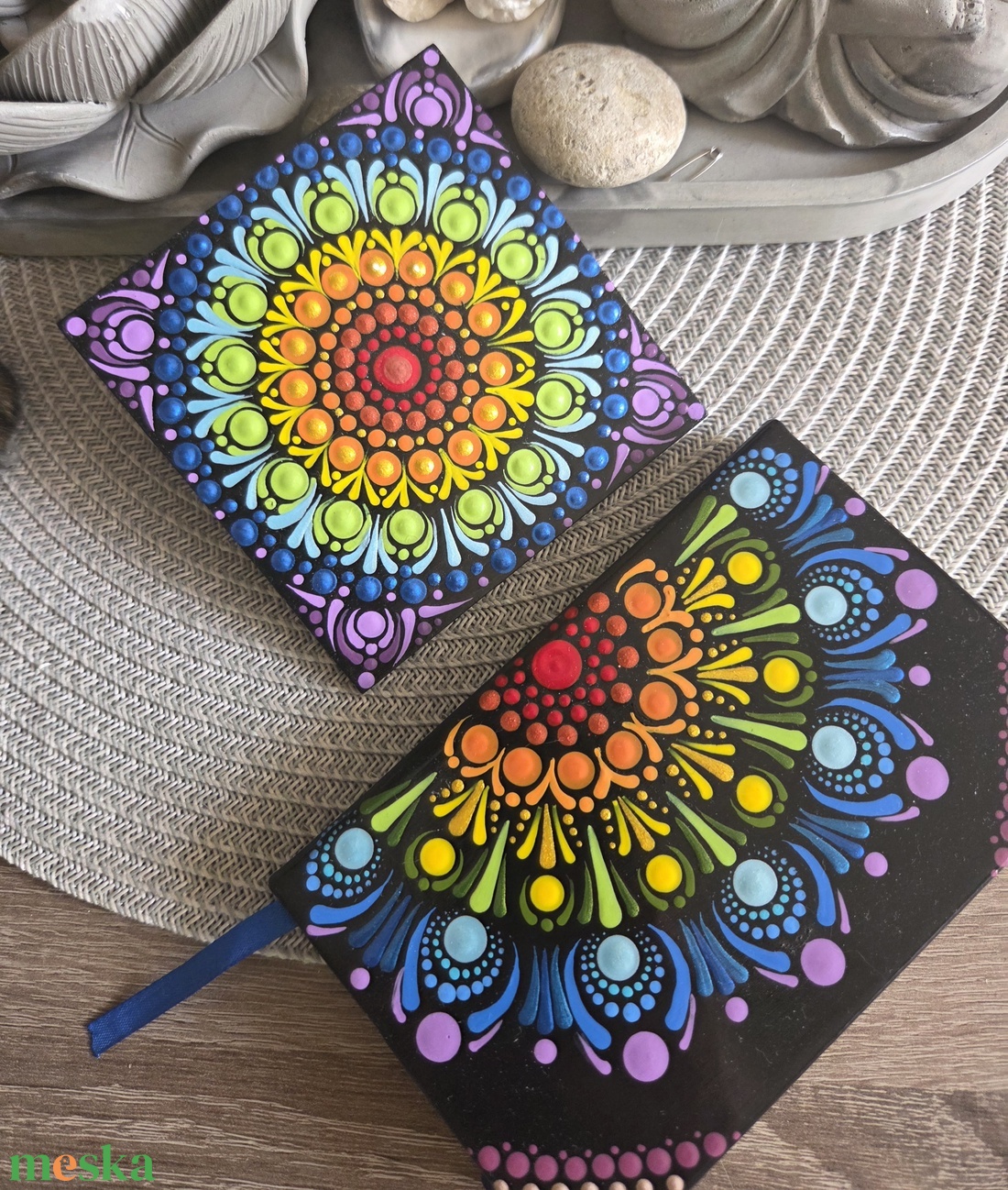 Csakra hűtőmágnes - 10�10 cm-es, kézzel festett mandala falapon - otthon & életmód - dekoráció - spiritualitás - mandala - Meska.hu