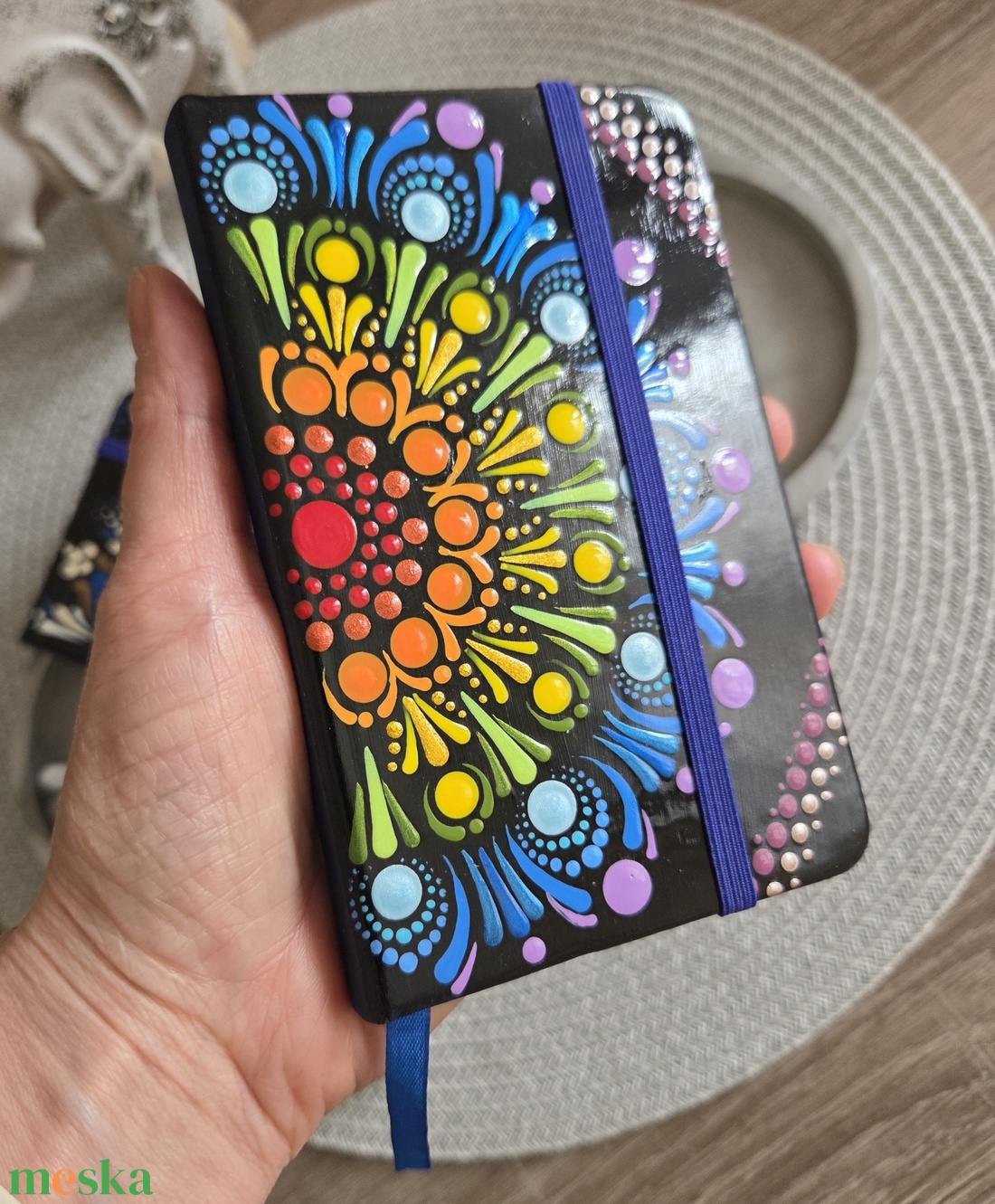 Csakra mandala notesz 9�14 cm - kézzel díszített egyedi jegyzetfüzet - otthon & életmód - papír, írószer - jegyzetfüzet & napló - Meska.hu