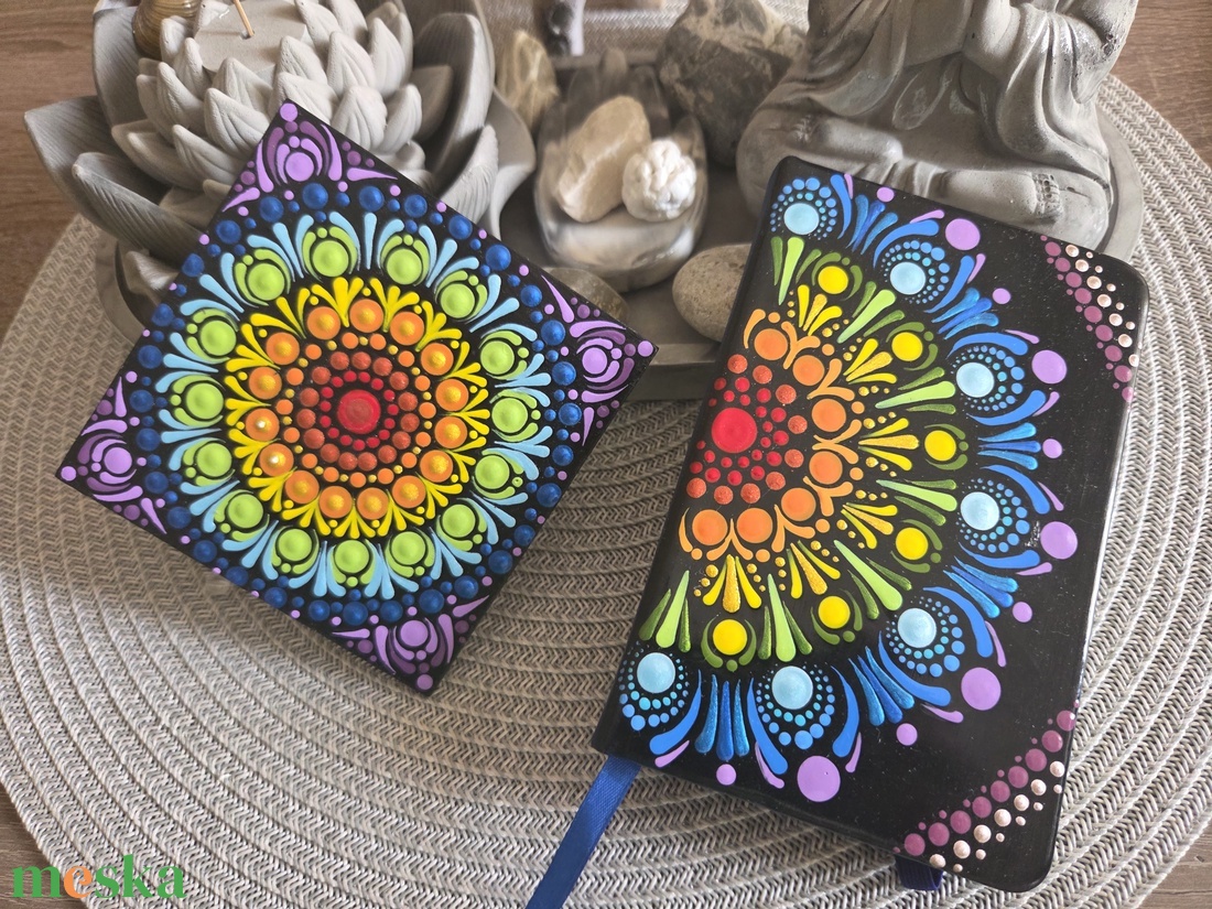 Csakra mandala notesz 9�14 cm - kézzel díszített egyedi jegyzetfüzet - otthon & életmód - papír, írószer - jegyzetfüzet & napló - Meska.hu