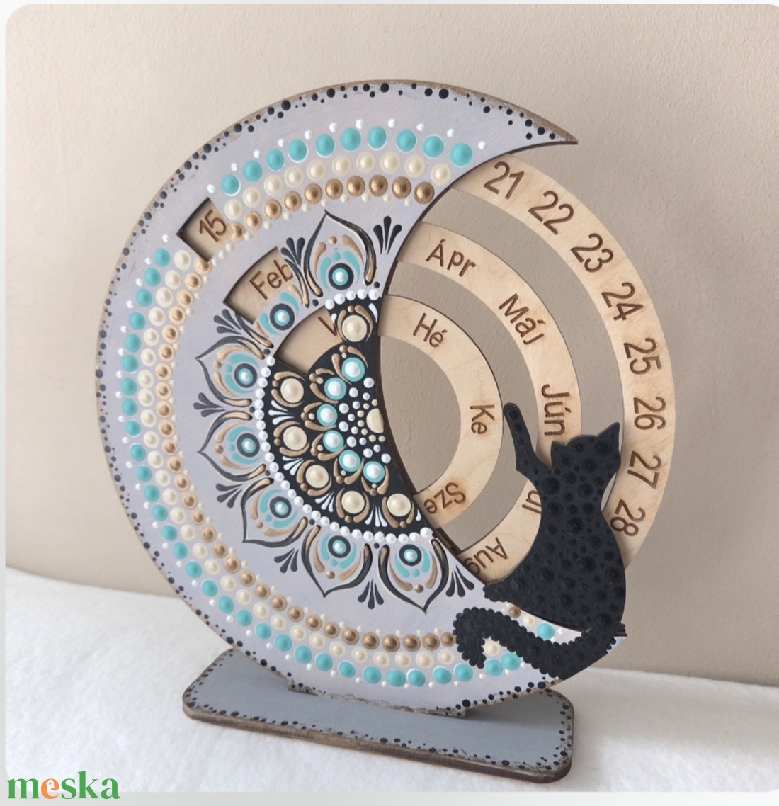 Cicás Öröknaptár - kézzel készített, egyedi 25 cm-es darab - otthon & életmód - dekoráció - spiritualitás - mandala - Meska.hu