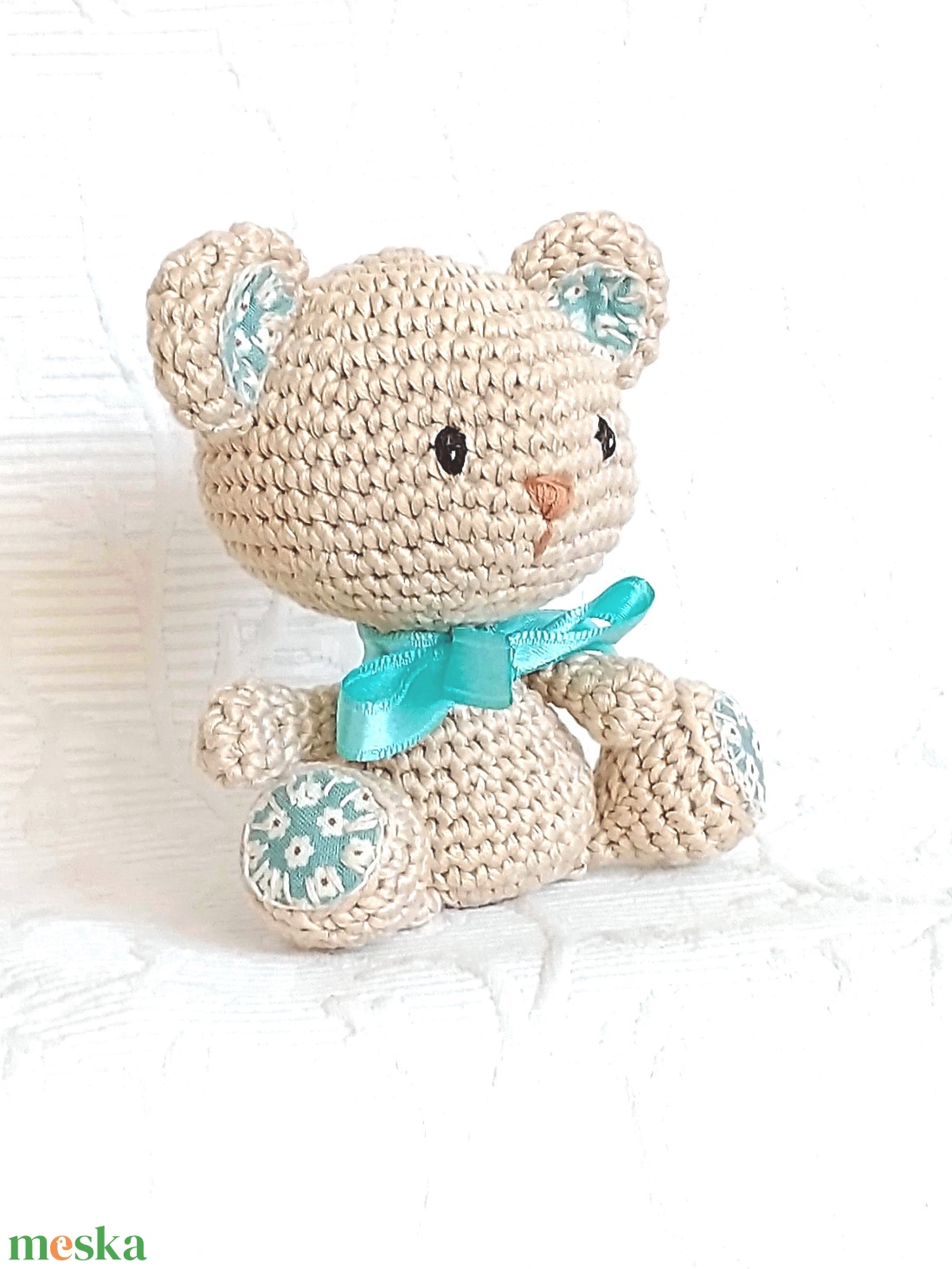 Horgolt Maci  - türkiz talpú - amigurumi marokállat  - játék & sport - plüssállat & játékfigura - maci - Meska.hu