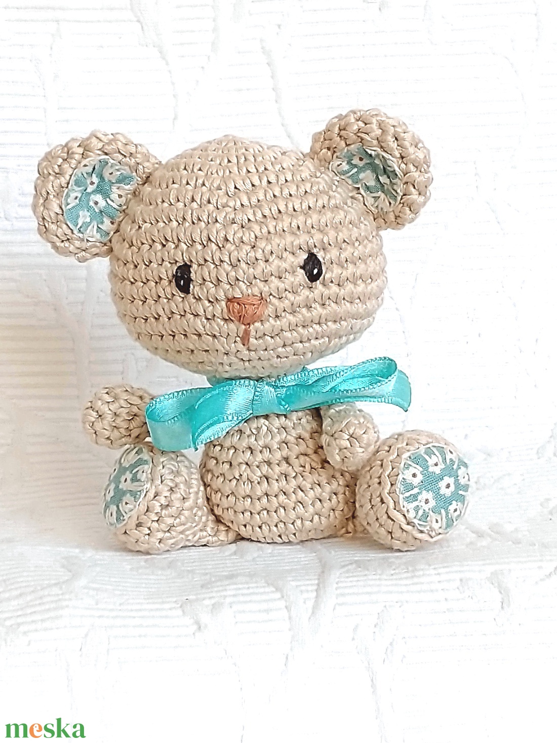 Horgolt Maci  - türkiz talpú - amigurumi marokállat  - játék & sport - plüssállat & játékfigura - maci - Meska.hu