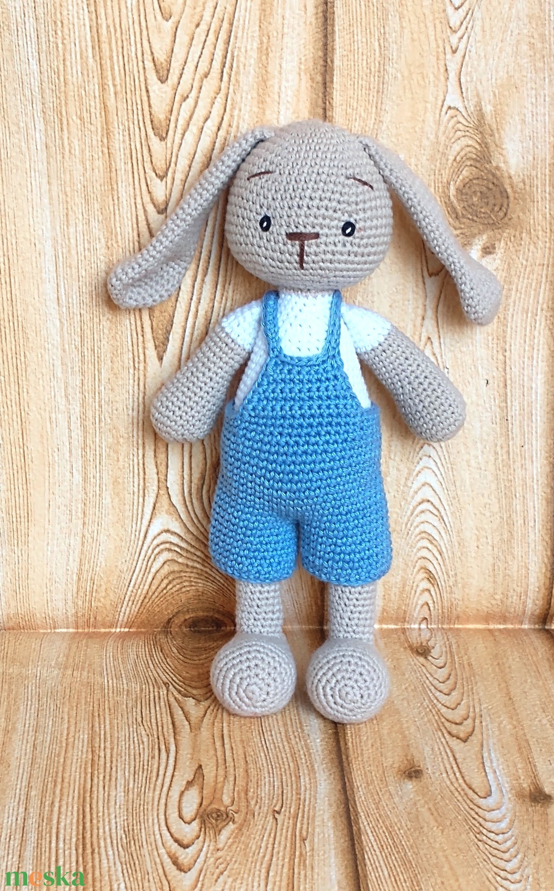 Nyuszi Dani - világoskék nadrágos - horgolt figura  - játék & sport - plüssállat & játékfigura - nyuszi - Meska.hu